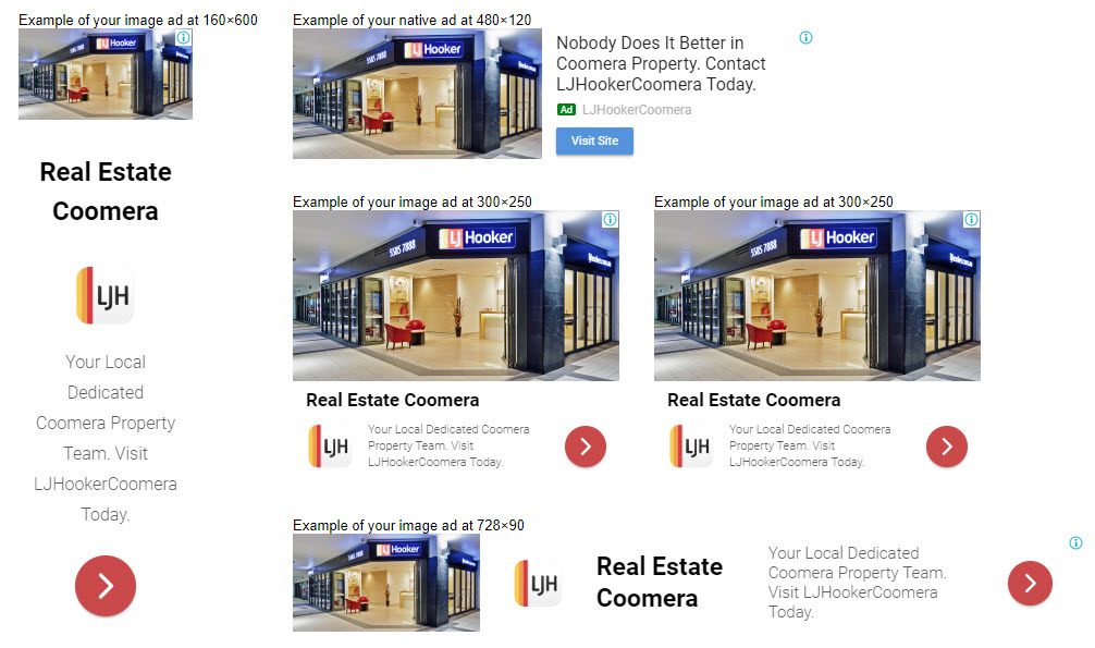 Google Display Ads Sample - Business Level Ads - Example 'Promoting a Real Estate Office